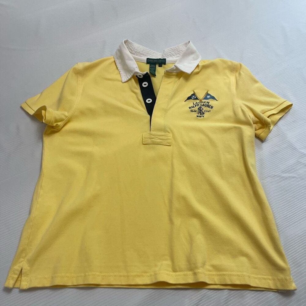 Lauren Jeans Company Ralph Lauren VTG Yellow Yacht Club Polo Shirt Size Large